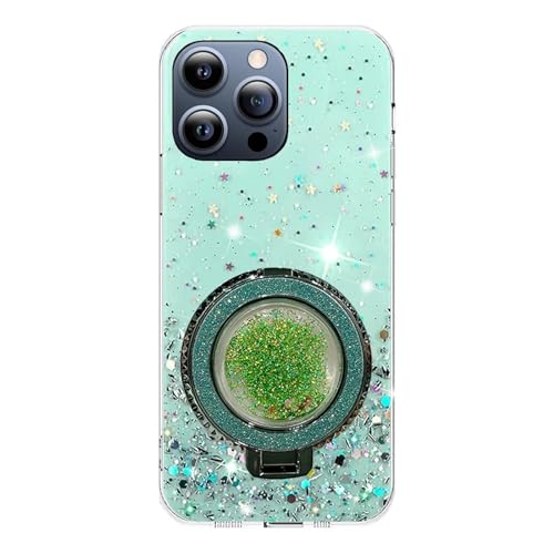 Rnrieyta Miagon Treibsand Ständer Hülle Glitzer für iPhone 11 Pro,Cute Dünn Crystal Schutzhülle Weiches Bling Transparent Case Bumper mit Flüssig Halter Kickständer