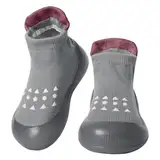 Aisprts Lauflernschuhe Baby Krabbelschuhe Baby Weiche Gummisohle rutschfeste Barfußschuhe für Mädchen Jungen, Grau, 12-18 Monate