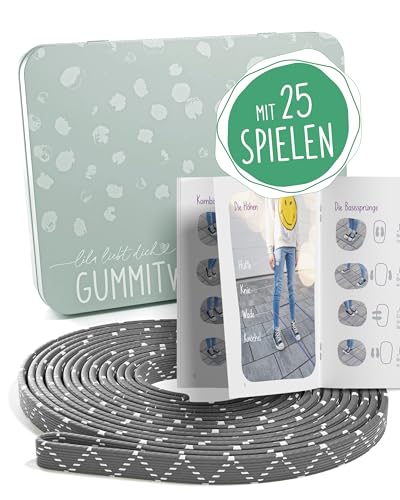 lila liebt dich® Gummitwist Kinder Spiel [4m] der Spieleklassiker für aktive Pausen I Gummitwist Mädchen ab 6 Jahre eine Freude Machen I inkl. Anleitung & 25 Ideen I Hüpfgummi