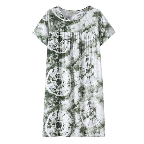 Generisch Big Shirt Damen Nachthemd , Kurzarm Locker Sommer Lang Hauskleid Bequem Lange Schlafshirt Oversize Lustig Nachthemden Für Casual Loose Schlafkleid Nachtkleid Große Größen