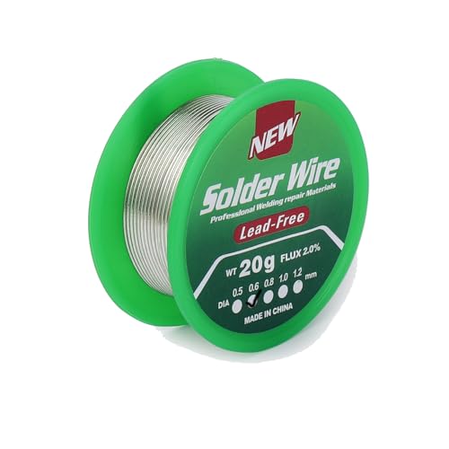 Bleifrei Lötzinn 0.6mm, Lötdraht 20g mit Flussmittel Lötzinn, Kolophoniumkern Sn99.3 Cu0,7, Elektronik-Lötdraht, zum Elektrolöten Reparatur