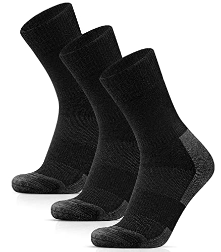 HIYATO Merino Wandersocken Herren & Damen 3 Paar - Gepolstert, 60% Merinowolle Thermosocken, Wintersocken - für Trekking, Outdoor und Sport (47-50, 3 Paar | Schwarz)