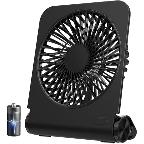 Tischventilator Sehr Leise,EasyAcc Tischventilator Batterie Tragbarer USB Ventilator 2000 Akku 4 Geschwindigkeit Mini Aufladbarem Tragbarer Desk Fan Lüfter für Zuhause Büro Bibliothek Campen