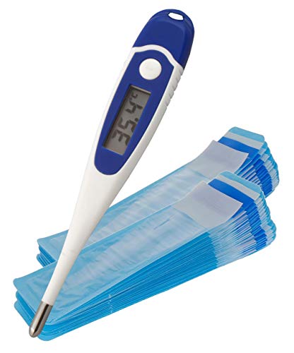 Lantelme Haustier Fieberthermometer Digital 100 Stück Hygiene Schutzhüllen mit Gleitmittel Set Tier Thermometer 4638