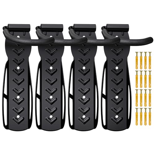 4 x WELLGRO Wand Fahrradhalter - Stahl Fahrrad Wandhalterung - Fahrrad Haken - Fahrradständer - Ständer - Farbe wählbar, Farbe:Schwarz