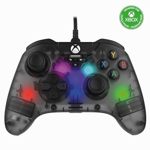 Snakebyte Gamepad RGB X grau - Offiziell lizenzierter, kabelgebundener Xbox Series X|S & PC Controller, präzise Hall-Effect-Sensoren, RGB-Beleuchtung