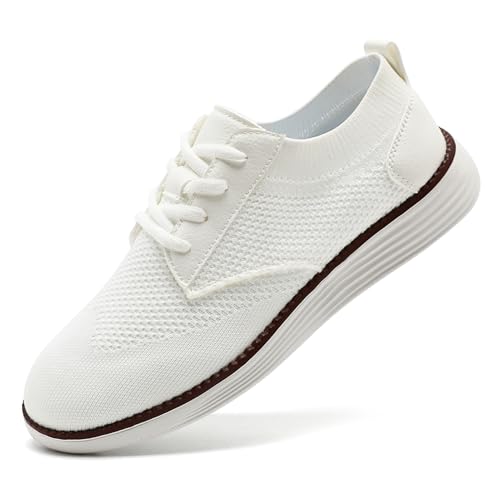 Oltyutc Sneaker Herren Sportschuhe Turnschuhe Laufschuhe Freizeitschuhe Trachtenschuhe Anzugschuhe Atmungsaktiv Business Oxford Walkingschuhe Slip In Mokassins Männer Weiß Größe EU 43