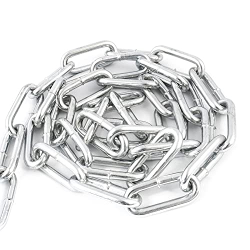 DQ-PP Stahlkette Stahl C15 | 8 mm | 5 m | Langgliedrig C2 | Verzinkt | DIN 5685 | Absperrkette | Metall | Rundstahlkette | Eisenketten | Absperrketten | Zurrketten