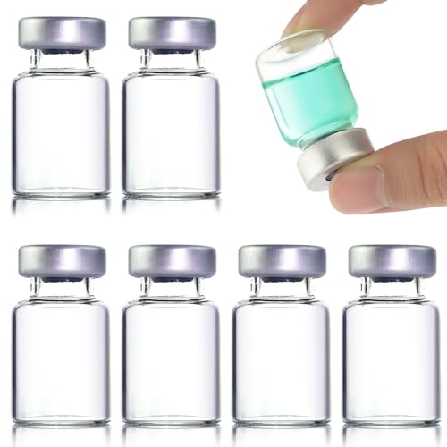 LMYKH 10er Pack 5ml Versiegelte Probenfläschchen, Headspace-Fläschchen mit klarem Boden, Transparente Glasfläschchen mit Selbstheilender Injektionsöffnung