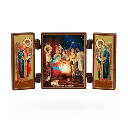 NKlaus - Geburt Jesu Christi - Weihnachten christliche Ikone - Rozhdestvo Hristovo - reise Altar Holz 36169