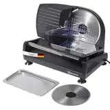 Sommertal Allesschneider AS190 DUAL 200W Edelstahlmesser mit Wellenschliff und glatten Schliff, platzsparend, elektrische Schneidemaschine Brotschneidemaschine, Profi Aufschnittmaschine Modern 0-15mm