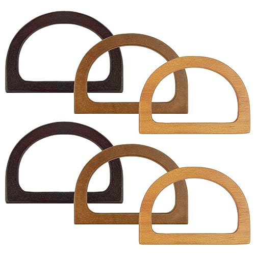 Kleemeiero 6Stück Taschengriffe Holz D-Form Handtasche Tragegriff Handtasche Griff Holz Ersatz Taschenhenkel DIY Griff Taschen Griffe für Tasche Handtaschen Einkaufstasche Handgefertigte Strandtasche