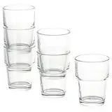 IKEA REKO, Klarglas-6-er Set-Stapelbar-170 ml-9 cm hoch-Spülmaschinenfest, Glas, Transparant, 6 Stück (1er Pack), 6