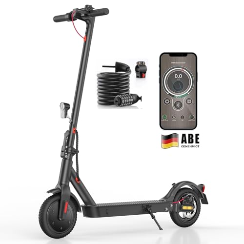 E Scooter mit Straßenzulassung, ABE Elektroroller Belastung bis 120kg, 30 km Reichweite, LED, 20km/h, 350W Motor, 8,5 Zoll Wabenreifen,Duales Bremssystem E Roller für Erwachsene (Doppelfederung)