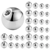 Moosono 32stk Piercing Kugel, 1,2mm Chirurgenstahl Piercing Kugeln, Silber Ersatzkugel Schraubkugel, Bauchnabelpiercing kugel, 3/4/5/6mm Kugel für Piercing Nase Lippe Augenbrauen Bauchnabel Zunge