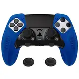 playvital Ninja Edition Anti-Rutsch halb-überdachte Hülle Case Skin für ps5 Edge Controller, Ergonomischer Schutzhülle Silikonhülle für ps5 Edge Wireless Controller mit Thumbsticks Kappen-Blau