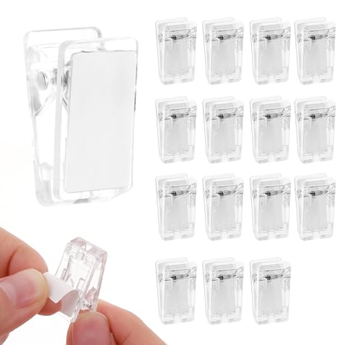 AHQiZFX 15 STK Klebrige Federclips,Selbstklebende Federklammer,Selbstklebende Wandclips Outdoor,Transparente Kunststoff Klebeklammern,Deko Clip Wandteppich Clips,zur Fotoclips für Zuhause Büro Poster