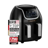 Russell Hobbs Heißluftfritteuse Doppelkammer [2 Fächer je 4,25l, nur getrennt nutzbar, Gesamtvolumen 8,5l] AirFryer (8 Programme, spülmaschinenfest,Touchscreen,Fritteuse ohne Öl) Dual Basket 27290-56S