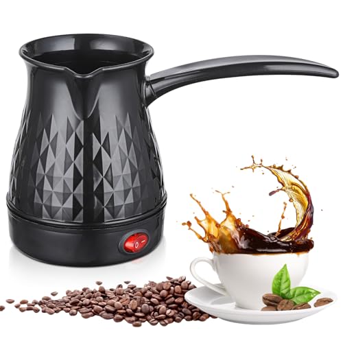Vegena Elektrische Kaffeekanne,500ML 600 W,220 V,Elektrische Türkische Kaffeemaschine,Elektrische Kaffeekocher,Elektrische Türkische Kaffeekanne Für Zuhause,Büro,Mocca & Tee,Reisen(Schwarz)