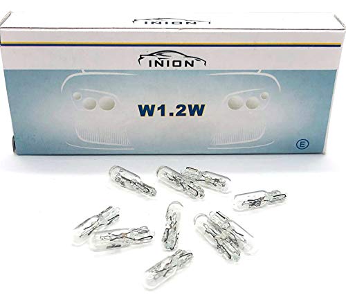 INION 10x Stück W1,2W T5 1,2W 12V Auto Glühlampe Armatur Tacho Beleuchtung Autolampen Zugelassen (W1.2W)