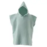 Baby Poncho Handtuch mit Kapuzen Musselin Bad Poncho Für Kleinkind Kinder Strand Poncho Handtücher Bademantel Badetuch Weicher Kapuzenumhang Badetuch Handtücher (Mint Green, 80x52cm)