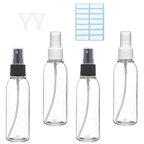 ILLUVA 100ml Sprühflasche klein,Zerstäuber Sprayflasche leer, Parfumzerstäuber, Tragbares Reiseflaschen Set mit Trichter,Atomiser (4 * 100ml)