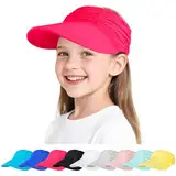 TAGVO Visor Cap mit Verstellbares Kopfband Kinder für Mädchen 4-12, Kühler und Atmungsaktiver Faltbarer Sonnenschutz Sonnenhut, Pferdeschwanz Strand Golf Tennis Kappe Sport Cap Elastisch Visor