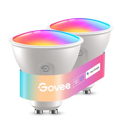 Govee Glühbirne GU10 LED RGBWW, 400LM Hohe Helligkeit, Dimmbare Farbwechsel LED Glühbirne, 64 Szenen, WLAN & Bluetooth Smarte Glühbirne, Funktioniert mit Alexa, Synchronisierung mit Musik, 2 Packung