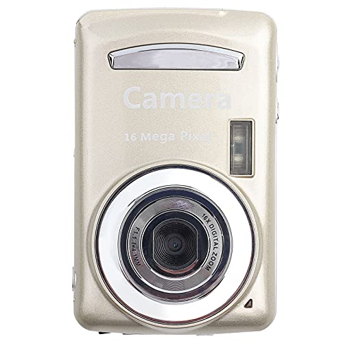 Digitalkamera, FHD 720P Digitalkamera für Kinder, Videokamera, 16-facher Digitalzoom, kompakte Punkt- und Schießkamera, tragbare kleine Kamera für Teenager, Studenten, Jungen, Mädchen, Senioren (Gold)