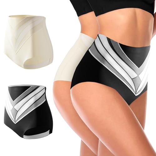 Dandin 2Stück Titanfaser-Turmalin-Shorts, Bauchweg Unterhosen Damen, Shapewear Damen Bauchweg, Turmalin-Titanfaser Bauchweg-Slips, Bauchweg-Höschen, Formende Shorts, Shapewear Damen Hose(XL,B)