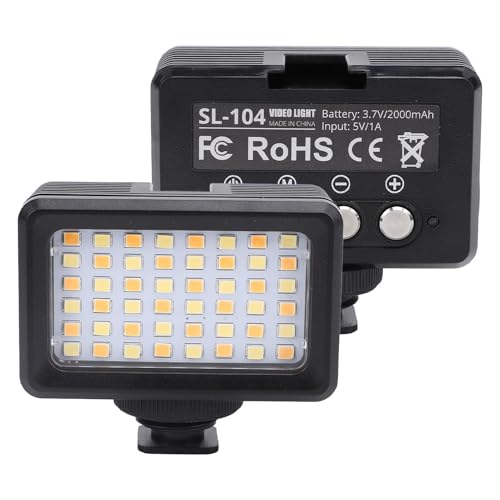 wasserdichte Kameraleuchte, 48 LED-Perlen, 120° Abstrahlwinkel, 2500–9000 K Farbtemperatur, SL 104 Kameraleuchte für Action-Kamera, Camcorder, Stativ. Ideal für Tauchsportarten