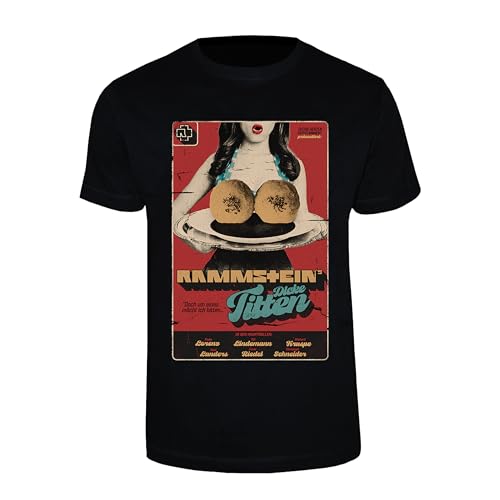 Rammstein T-Shirt Dicke Titten schwarz, Offizielles Band Merchandise Fan Shirt mit Brust- und Rückendruck- L