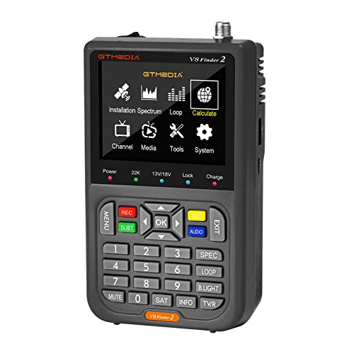 GT MEDIA V8 Finder2 Satelliten Finder Meter Digital Sat Finder Messgerät Satellitenerkennung DVB-S2X Signalempfänger Decoder H.264 HD 3,5"LCD 7,4 V 4000mAh Zur Einstellung der Satellitenschüssel(grau)