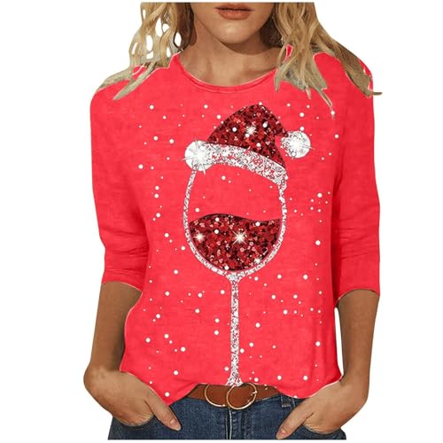 Basic Shirt Mit 3/4 Ärmeln Longshirt Weihnachten Gitarre Baum Lichter Lustiges Geschenk T-Shirt