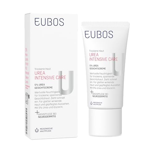 EUBOS UREA INTENSIVE CARE I 5% UREA Gesichtscreme I Intensive Feuchtigkeitspflege für trockene, spannende Haut I Beruhigend und glättend I Hautverträglichkeit dermatologisch bestätigt I 50ml