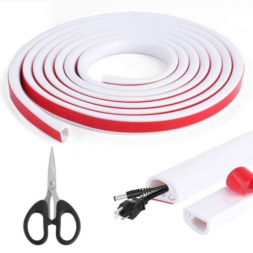 3 Meter Kabelkanal Selbstklebend, PVC Kabelschacht Weiss, Flexibel Kabelbrücke Boden, Mini Kabelabdeckung Wand, Kabel Verstecken Ohne Stanzung für Kabelschutz