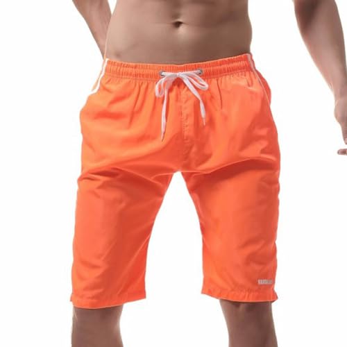 SRZYMJ Orange Kurze Cordhose Herren Cord Shorts Herren Freizeit Shorts Mit Taschen Kordelzug Sweatshorts Baggy Jogginghose Stretch Short M Fashion