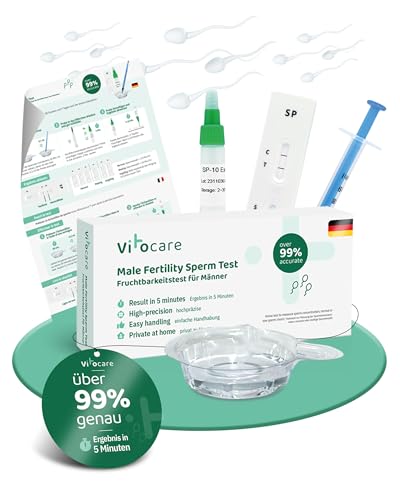 vitocare Spermatest für Männer diskret für Zuhause, Fruchtbarkeitstest für Männer, Kinderwunsch Mann, Sperma Test nach Vasektomie, Spermientest für Männer, Fertilität