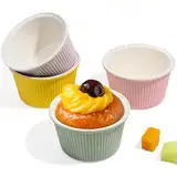 Banaone 4 StüCk Soufflé-Formen, Romantische FranzöSische Sahnepuddingschalen, Kleine Schalen In Macaron-Farbe Zum Backen