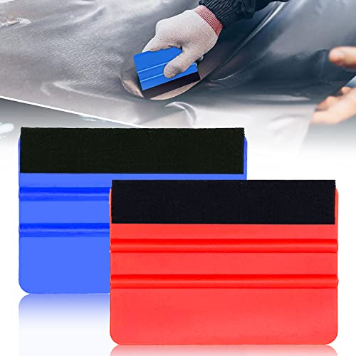 Folienrakel mit Filzkante, 2pcs Autofolie Magnet Rakel für Car Wrapping Folie Tönungsfolie Fensterfolie Werkzeug(Blau und Rot)