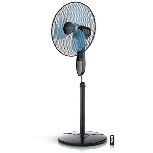 Brandson - Standventilator mit Fernbedienung Standlüfter - Ventilator höhenverstellbarer Standfuß - Neigungswinkel verstellbar - 50W - 3 verschiedene Geschwindigkeitsstufen - Oszillationsfunktion 80°