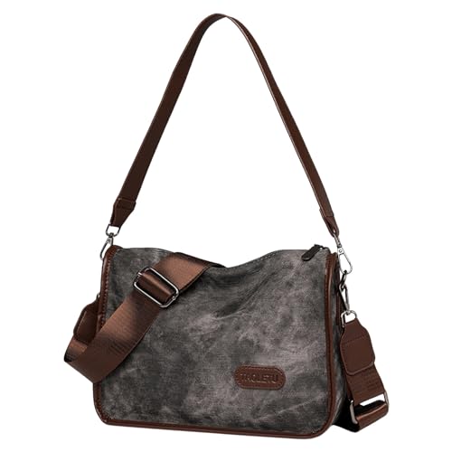 Frauen Schulter Tasche Modische Muster Einfache Feste Farbe Retro Große Kapazität Praktische Casual Vielseitige Umhängetasche Damen Taschen Kleine (Black, One Size)