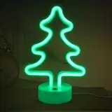 Funmo Weihnachtsbaum Neonlicht LED Neonlicht, Neon Light Wandleuchte Zeichen Innen, mit Basis Batterie/USB Powered, Neon Nachtlicht für Weihnachten Kinderzimmer Wohnzimmer