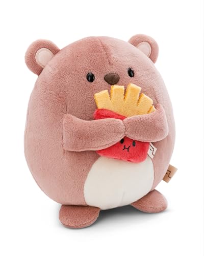 NICI MYMOCHI Kuscheltier Bär Nomo 16 cm mit Pommes in Geschenkbox 11x12x6,5 cm, Flauschiges Stofftier zum Kuscheln, Spielen und Liebhaben - 61148