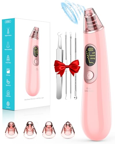 Mitesserentferner, Porenreiniger Porensauger Akne Entferner Gerät Pickelsauger Mitesser sauger 4 Austauschbare Saugköpfe Porensauger Pickelentferner Set Rosa