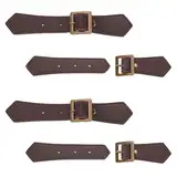 FINGERINSPIRE 4 Sets Leder Knebelverschlüsse Zum Aufnähen Kokosnussbraun Kunstleder Knebelschnalle Vintage Leder Knebelknöpfe Verschlussverschlüsse Ersatz Schnappknebel Für Mantel Jacke DIY