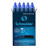 Schneider 185403 Rollerpatrone One Change (für Tintenroller One Change, 1x 5 Stück, dokumentenecht, nicht löschbar) blau