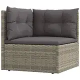 QJBSAVVA Mini Lounge Garten Loungemöbel Set Gartenlounge Outdoor Terassenmöbel Außen - Garten-Ecksofa mit Kissen Grau Poly Rattan für Café Kleinen Balkon Draußen Garten