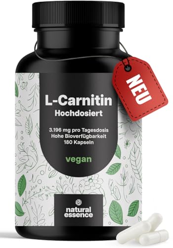 L-Carnitin Kapseln Hochdosiert 3196mg - 180 Kapseln - Komplex aus L-Carnitin-Tartrat, Acetyl-L-Carnitin - vegan aus Deutschland Laborgeprüft