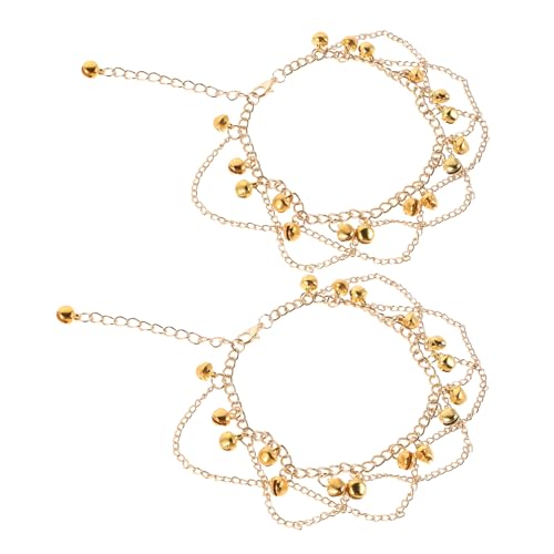Toddmomy 1Paar Goldenes Fußkettchen Mit Glöckchen Mehrschichtiges Fußschmuck Für Tanzaufführungen Partys Und Strand Verleiht Jedem Outfit Einen Rhythmischen Mit Klingenden